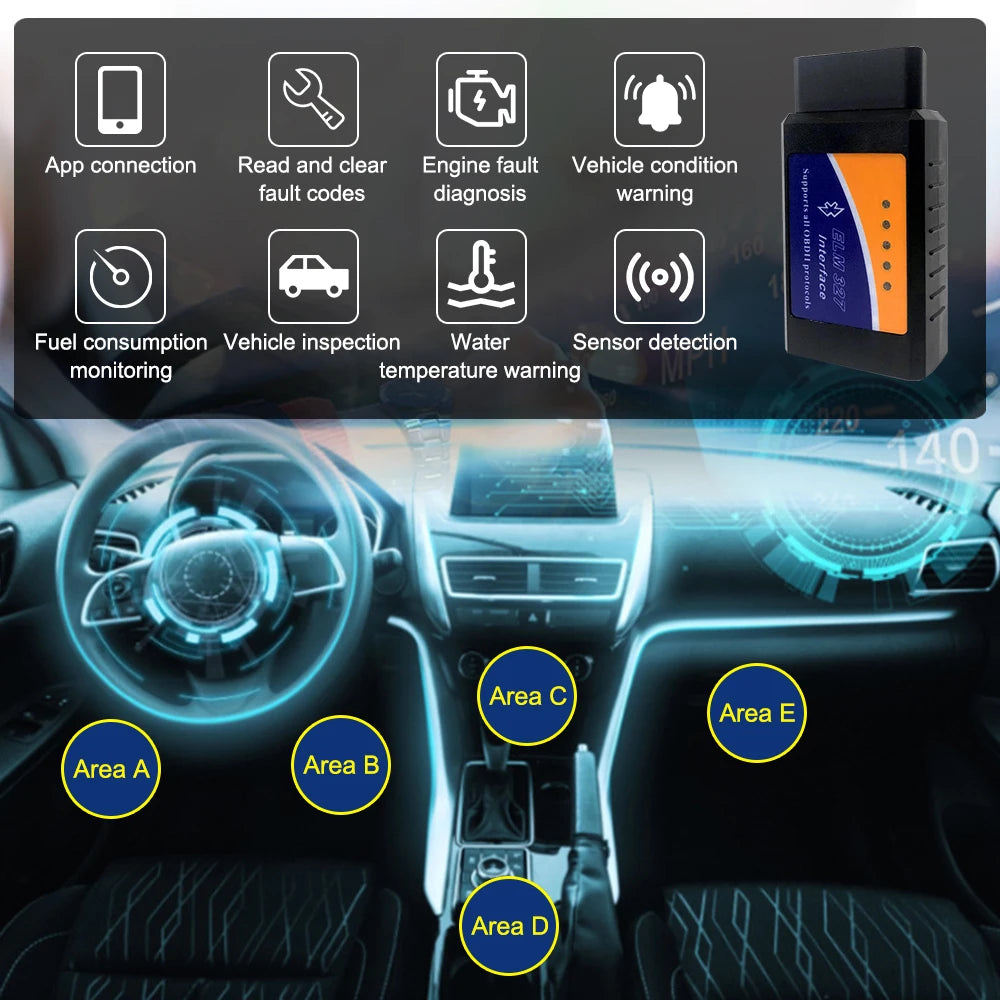 OBDII OBD2 ELM327 Bluetooth/Wi-Fi Car Diagnostic Scanner